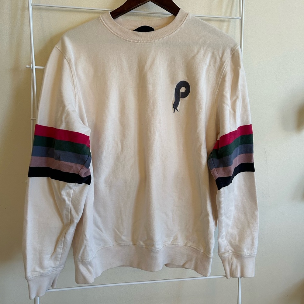 Parra crewneck sweat shirt in off white with fun artistic details